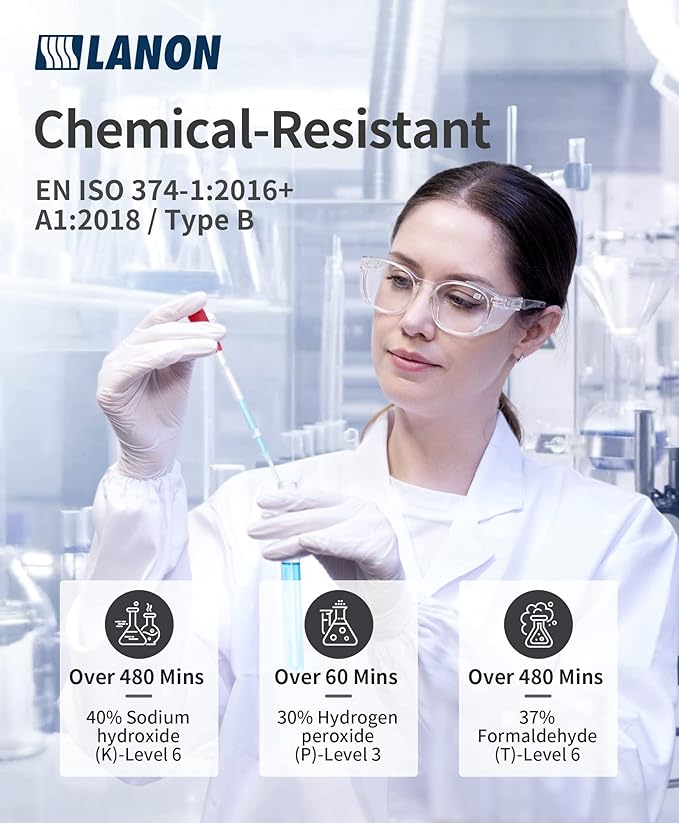 LANON Food Safe White Disposable Nitrile Gloves, Latex-Free, Powder-Free, Textured Fingertips, Cooking, Cleaning, Case, Small