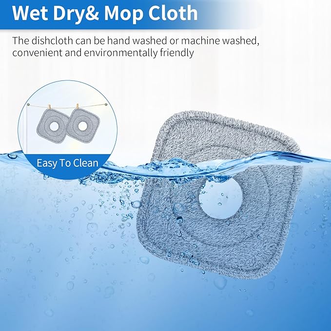 6Pcs Spin Mop Pads Compatible with Spin Mop and Bucket System True & Tidy True Clean Mop and Bucket System, 8.26X8.26 Size Spin Mop Replacement Pads