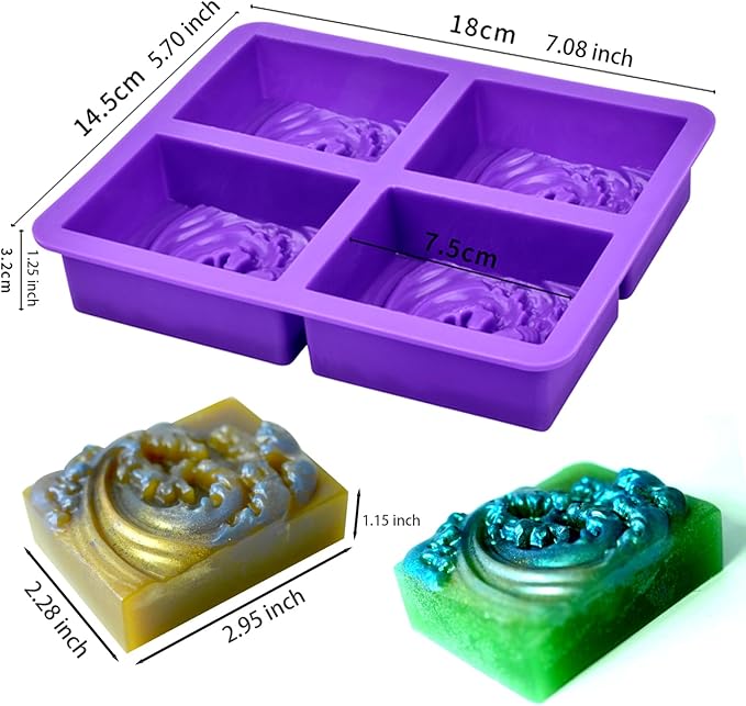 Ocean Wave Soap Molds, Sea Wave Silicone Soap Molds for Rectangle Nautical Wave Swirls Pattern Soap DIY Homemade Craft Soap Candle Making