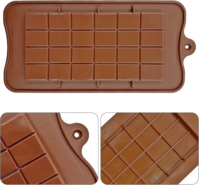 Silicone Break-Apart Chocolate, Food Grade Non-Stick Protein and Energy Bar Mold (Chocolate Bar Mold Set of 4)