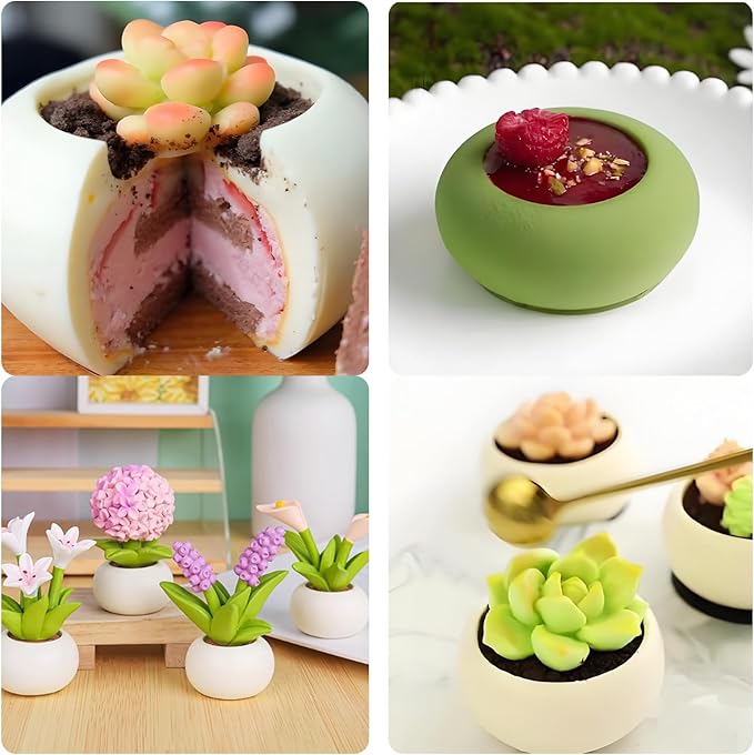 Succulent Chocolate Molds, 2 Packs, 12-Cavity, Honeycomb Silicone Planter Mold for Baking Mousse Cake Cupcakes Pudding Candy