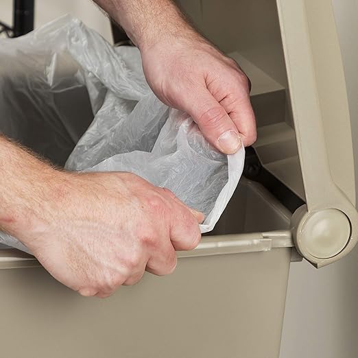 Safco Step On Plastic Trash Can with Foot Pedal, 17 Gallon Garbage Can for Kitchen, Indoor or Outdoor Use, Hands Free, Tan