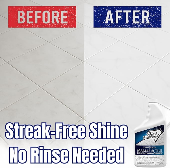 MARBLE & TILE FLOOR CLEANER. Great for Ceramic, Porcelain, Granite, Natural Stone, Vinyl and Brick. No-rinse Concentrate. (1-Quart)
