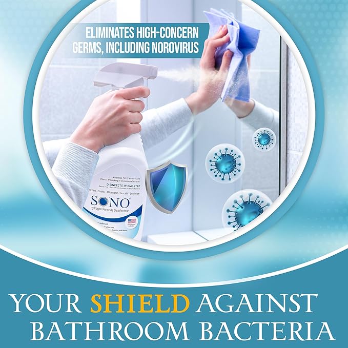 SONO Disinfecting Spray and Stain Remover - Hydrogen Peroxide Solution | Multi-Surface Cleaner for Kitchen and Bathroom | Spring Season Travel Essential | 3 Pack of 32 fl oz Bottle