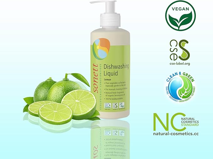 Sonett Organic Dishwashing Liquid Organic 100% Biodegradable (Lemon, 10 Fl.Oz (1 Count))