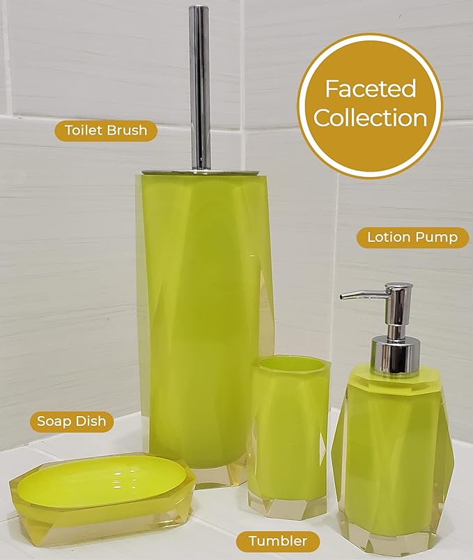 Faceted Toilet Brush, Durable Resin, Discreet Design, Stainless Steel Handle, for Stylish Bathroom Decor, Glitter, 4x16, Sold Individually