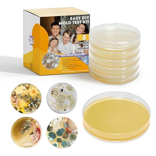 Mold Test Kit for Home with Free Lab Analysis - 5 Simple Detection Tests DIY at Home Mold Air Tester - Test HVAC System,Surface Mold for Home Indoor & Outdoor Air Quality Mold Testing Kits Detector