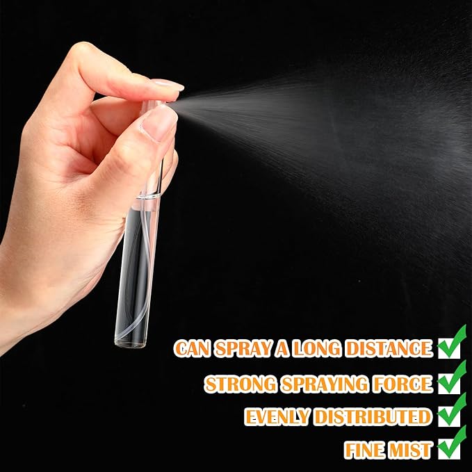 Tanlade 300 Pcs 5ml/10ml Mini Spray Bottles Clear Glass Perfume Atomizer Sprayer Bottles Portable Perfume Travel Refillable Bottle for Travel Pocket Dispenser Container