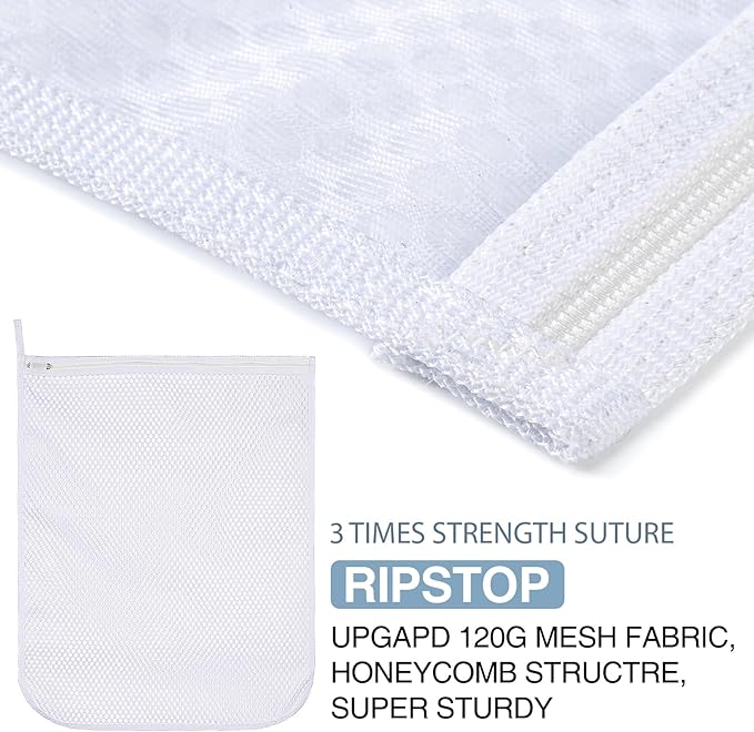3 pcs Durable Honeycomb Mesh Laundry Bags for Delicates 2 Large (16" x 19") 1 Medium (12" x 15")