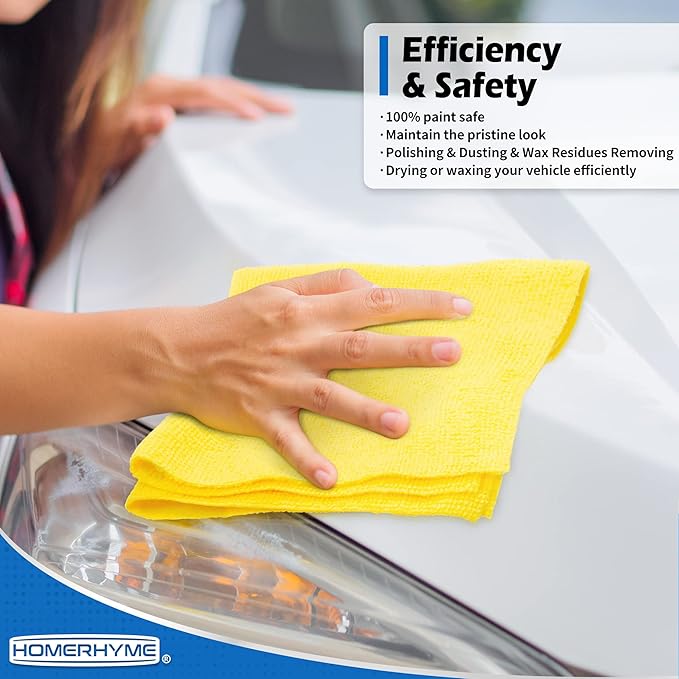 HOMERHYME Microfiber Cleaning Cloth, 100 Pack Cleaning Rags Microfiber Towel Bulk Absorbent Lint-Free Wash Cloths, All-Purpose Towels for Cars, Shop, Automotive, Garage, Home and Kitchen 11.5"*11.5"