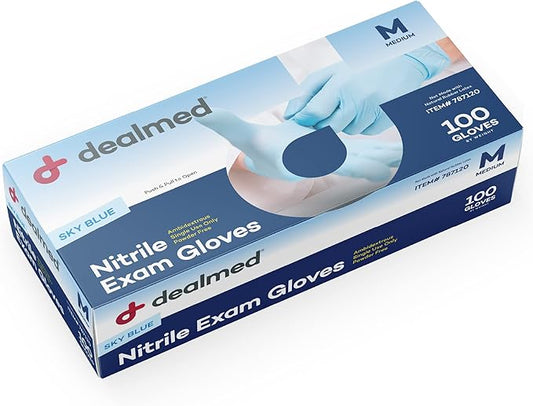 Dealmed Nitrile Exam Gloves - Powder-Free, Latex-Free, Disposable Medical Gloves
