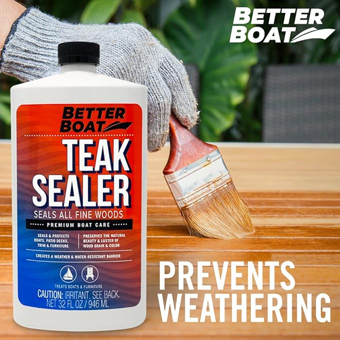 Teak Cleaner and Brightener for Wood, Teak Oil or Sealer for Boats, Indoor Furniture, Shower Stools, and Outdoor Wood Furniture Restorer for Stains