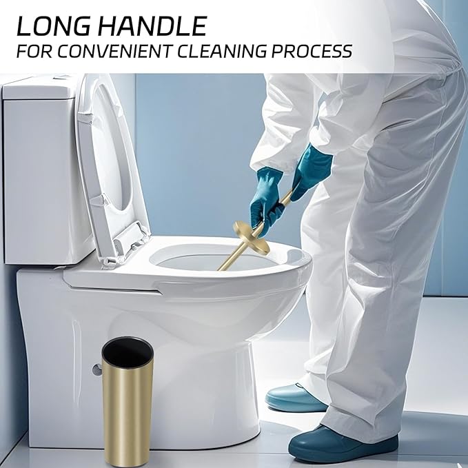 Stainless Steel Toilet Brush with Holder Set for Bathroom Storage and Organization Toilet Bowl Cleaner Brush and Holder (1, Gold)