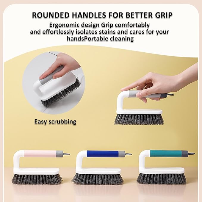 Scrub Brush, Scrubbing Cleaning Brushes, Heavy Duty Cleaning Brushes with Handle, for Shower, Bathroom, Carpet, Kitchen and Bathtub Scrubber, 2 Pack (Blue)