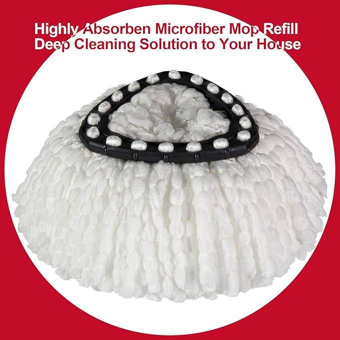 [3 Pack] Mop Replace Heads, Mop Refill Heads Replacements Compatible with O Cedar Spin Mop 1-Tank System- Easy to Replace, Microfiber, Machine Washable