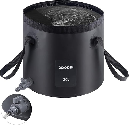 Collapsible Bucket with Handle 20L, Multifunctional Folding Water Container for Camping, Hiking, Traveling, Fishing, Laundry, Gardening, Waterproof, Durable, Lightweight