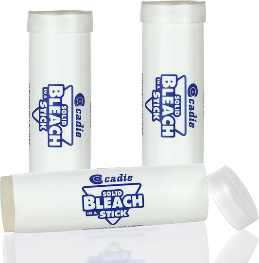 Solid Bleach in a Stick - Concentrated and Natural Stain Remover Solution for White Clothing - Pocket Bleaching Tube for Dirty Spots | Household and Travel Cleaner Essentials | By Cadie 3 Pack