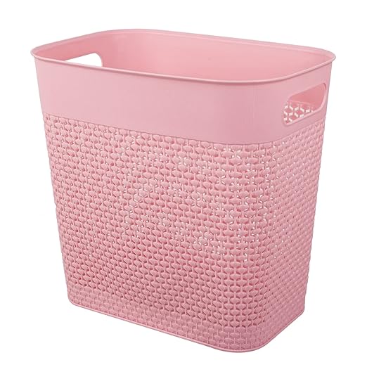 UUJOLY Plastic Trash Can Wastebasket, Garbage Container Basket for Bathrooms, Kitchens, Offices, Kids Rooms (Pink, 3 Gallon), 1 Pack