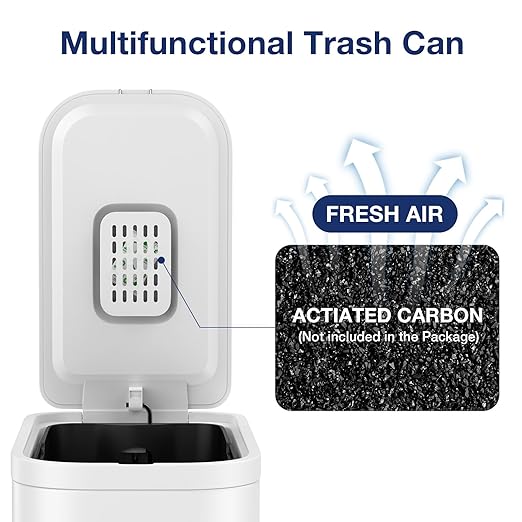 BETHEBEST Bathroom Trash Can with Lid,Soft Close,Step Pedal,4 Gallon/15Liter Small Gargebe Can with Removable Inner Bucket,Stainless Steel Trash Can for Bathroom,Office,Bedroom(White)