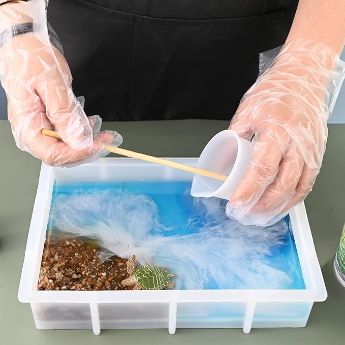 Sakolla 9″ Rectangular Silicone Molds for Epoxy Resin, Crystal Deep Casting Epoxy Mold for Flowers Preservation, DIY Artwork, Office Home Decoration