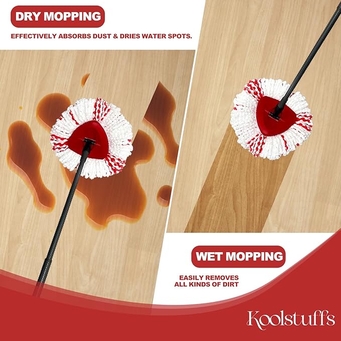 [2026 New Version] Mop Head Replacement - 40% More Cleaning Power，3 Pack Spin Mop Replacement Head for Easy Wring 1-Tank System, Easy Cleaning, Microfiber and Machine Washable