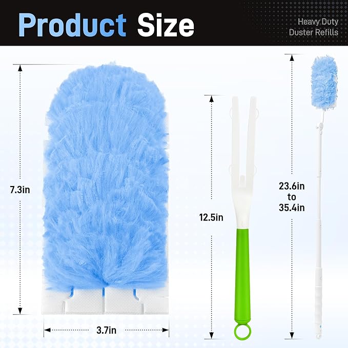 30 Pack Heavy Duty Duster Refills Compatible with Swiffer Dusters,Disposable Dusters Kit for Cleaning Dusting Furniture Blind Ceiling Fan,30 Pack 360 Feather Dusters,1 Handle,1 Upgrade Telescopic Hand