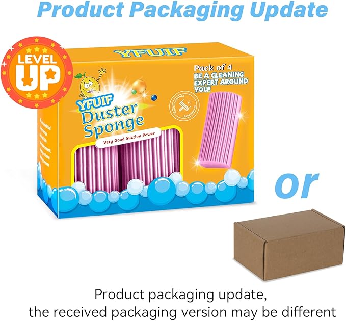 4 Pack Damp Clean Duster Sponge, Magic Sponge Eraser for Household Cleaning, Reusable Dusters Cleaning Supplies for Housekeeping, Dish, Blinds, Glass, Baseboards,Window Track Grooves and Faucets