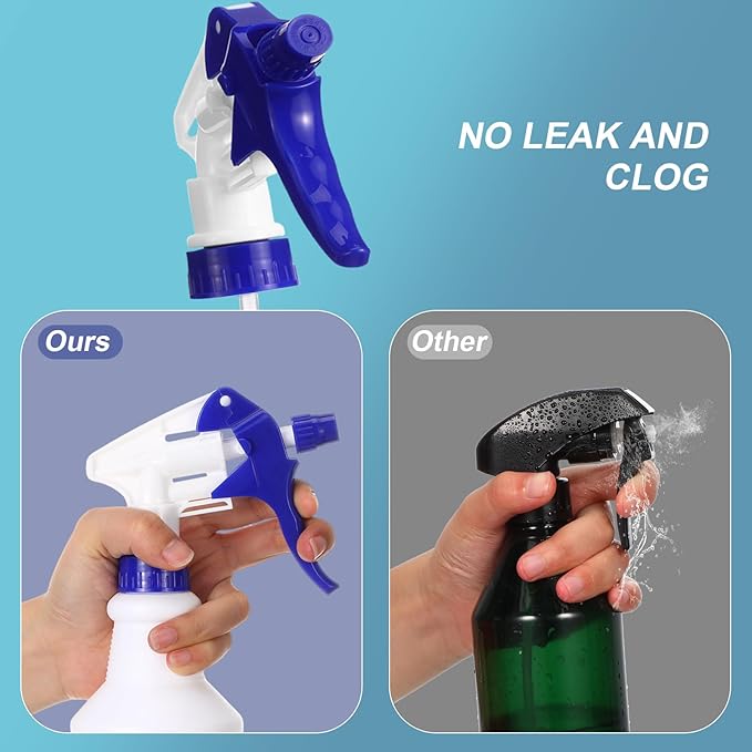 Zubebe 24 Pack 32 oz Plastic Spray Bottle Bulk Empty Leakproof Heavy Duty Spray Bottles for Cleaning Supplies Mist Bottles with Label and Adjustable Nozzle for Plant (Blue,Clear Scale)