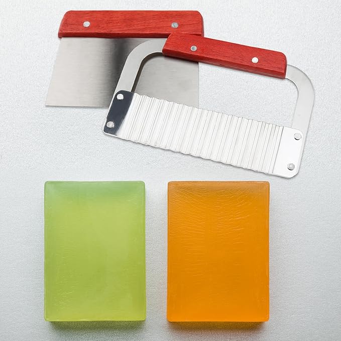 ZOENHOU 7PCS 42oz Soap Molds with Stainless Steel Wavy Slicer and Straight Slicer, Soap Loaf Bar Rectangular Silicone Soap Making Molds Kit with Wood Box DIY Tool Set for Soap Making Supplies