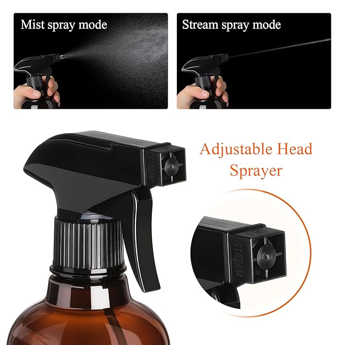 Jinei 24 Pcs 8 oz Empty Plastic Spray Bottle with Trigger Sprayers Pet Adjustable Head from Fine to Stream Refillable for Hair Plants Cooking Pets, No Leakage(Black)