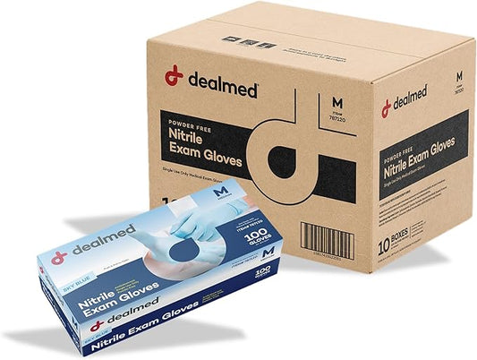 Dealmed Nitrile Exam Gloves - Powder-Free, Latex-Free, Disposable Medical Gloves