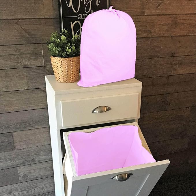 Urban Villa Laundry Bag Canvas|Dirty Clothes Travel Laundry Bag|Machine Washable|Reusable College Hostel Hamper Liner Bag Garments Delicates Drawstring Closure 4 Pack Pink Color|Size 28X36 Inches