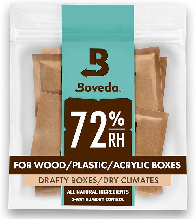 Boveda 72% Two-Way Humidity Control Packs For Wood Humidifier Boxes – Size 60 – 4 Pack – Moisture Absorbers – Humidifier Packs – Hydration Packets in Resealable Bag