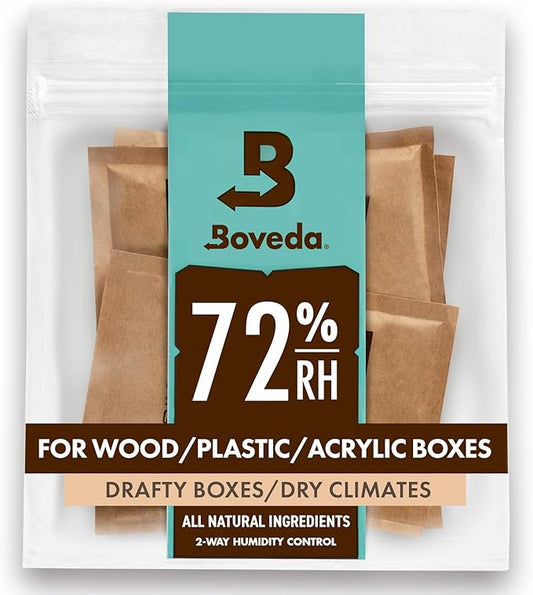 Boveda 72% Two-Way Humidity Control Packs For Wood Humidifier Boxes – Size 60 – 4 Pack – Moisture Absorbers – Humidifier Packs – Hydration Packets in Resealable Bag
