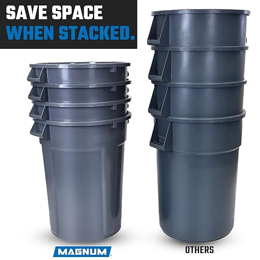 55 Gallon Trash Can, Construction Grade, Heavy Duty Plastic, Jobsite Ready for Handling and Holding Garbage CMTC-C000-55G03 (3 Pack)