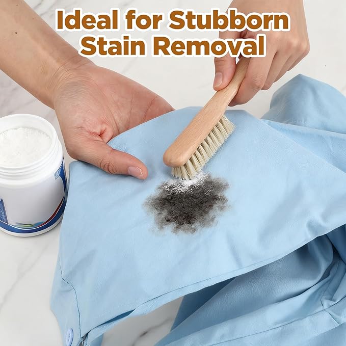 3 Pcs Wood Laundry Stain Brush Set With Boar And Horse Hair Bristles, Stain Remover Brush For Clothes, Fabric, Furniture And Leather