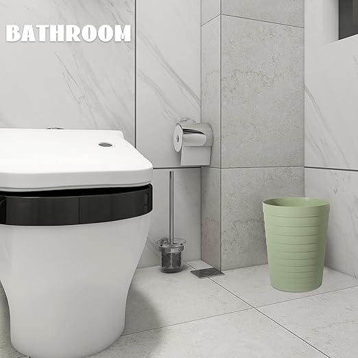 UUJOLY Small Bathroom Trash Can Wastebasket, Plastic Garbage Bin Container Basket for Bathrooms, Laundry Room, Kitchens, Offices, Kids Rooms, Dorms, Mint Green, 1.8 Gallon