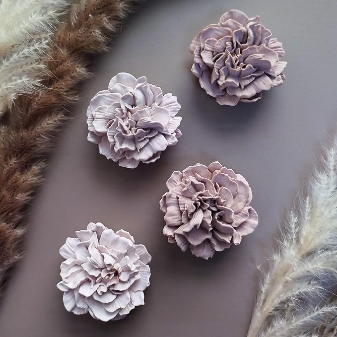 Wehous 2PCS Carnation Flower Candle Molds, 3D Flower Fondant Chocolate Cake Cupcake Topper Decoration Mold, Cute Floral Epoxy Resin Candle Soap Wax Concrete Polymer Clay Casting Craft Mould