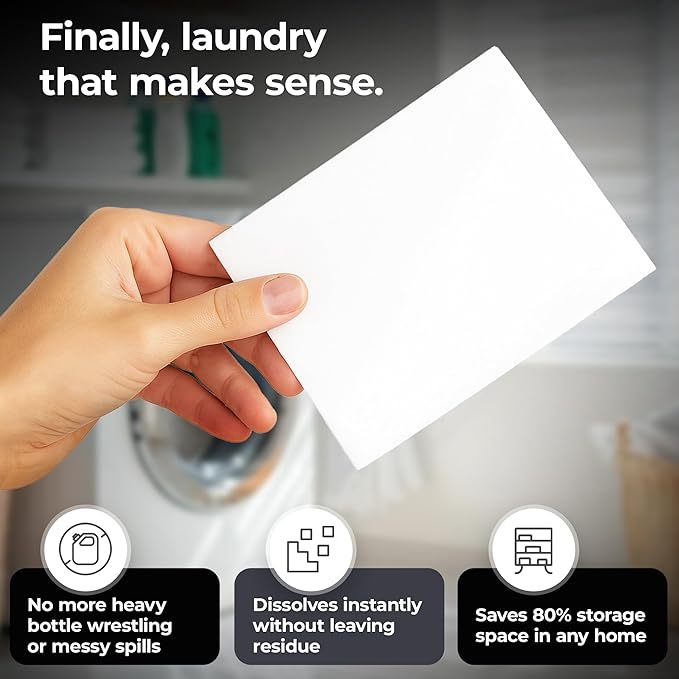 Silvery Laundry Detergent Sheets (100 Loads) - Ultra-Concentrated Eco-Friendly Washing Strips – No Plastic Jugs & Perfect for Travel (Fresh Linen)