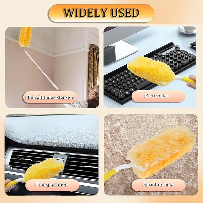 Duster Refills Compatible with Swiffer Duster, 360 Heavy Duty Multi Surface Duster Replacement with 1 Short Handle and 3FT Extenda Handle for Cleaning Furniture, Blind, Ceiling Fans(yellow-360-20pack)