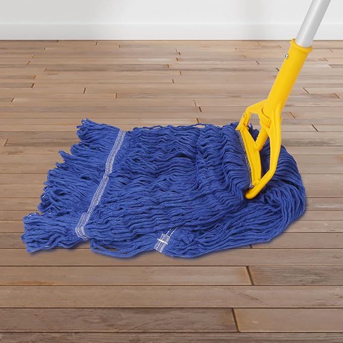 3 Pack Heavy Mop Replacement Head,Commercial Industrial Grade Blue Cotton Ring Heads,Cotton Looped End String Cleaning Mop Refills, Applied to Mop of Clamping Side-Loading Handles