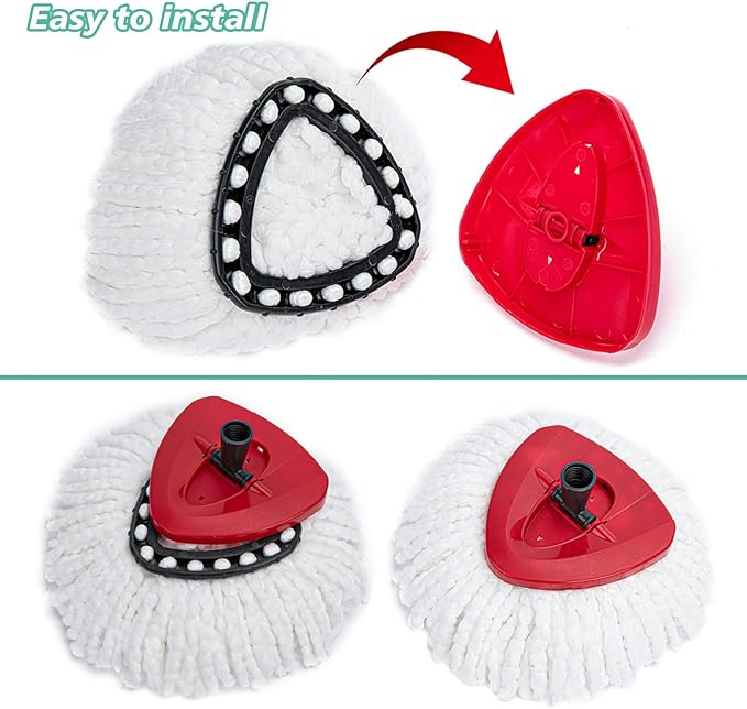 4 PCS Spin Mop Replacement Head,100% Microfiber Mop Heads Replacements with Cedar Mop Replace,360 Degree Round Spin Mop Replacement Head for Easy House Cleaning Floor Mopping