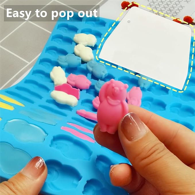 Gummy Bear Silicone Molds with Scraper - Perfect for Making Gummy Bears, Chocolates, Candies and Ice Cubes