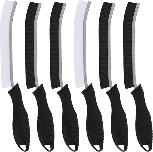 Hard Bristle Crevice Cleaning Brush-Thin Gap Scrub Brush, Small Cleaning Brush, Grout Brush, Kitchen Brush, Cleaning Tools for Toilet, Bathroom, Sink, Home, Household, Window (6, Black)