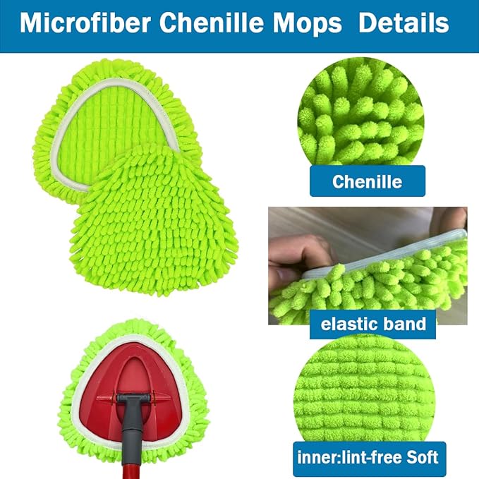 Spin Mop Heads Replacements Compatible with Ocedar Easywring 1 Tank System 6 Pack Microfiber Chenille Mops Pad Refill for O Cedar Floor Clean,Washable Dry/Wet Use Dust Mops