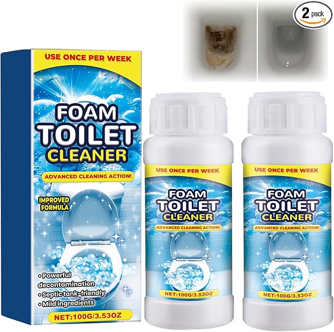 2PCS Foam Toilet Cleaner,New Powerful Foaming Toilet Bowl Cleaner,Foaming Bathroom Cleaner for Home,Instant Powerful Cleaner for Toilets Squatting Pans