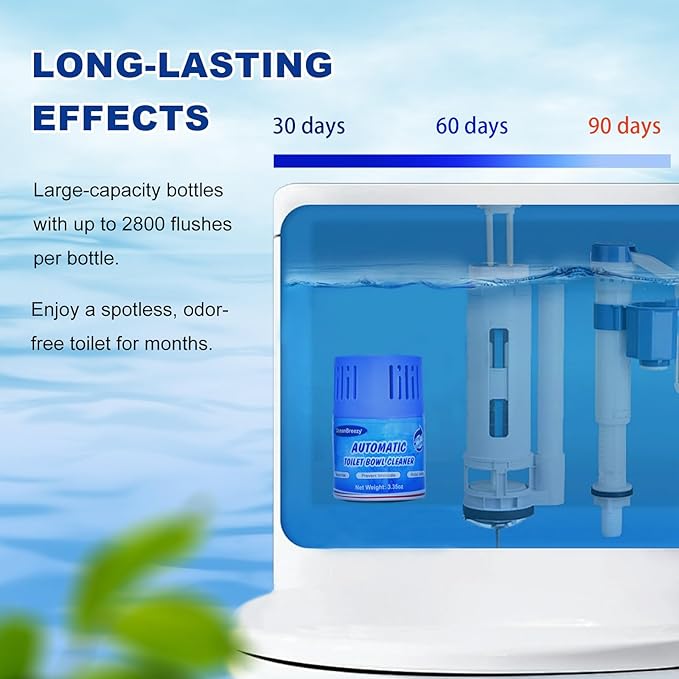 Toilet Bowl Cleaners 2 Bottles | Automatic Long-Lasting Blue Toilet Cleaner Tablets, Septic Safe Toilet Bowl Tablets in Bottles | Larger capacity | Prevent Stain Buil（2800 Flushes Each）