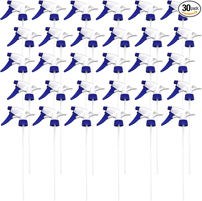 30 Pack Spray Bottle Nozzles, Heavy-Duty Stream Trigger Spray Nozzle Replacement Parts Adjustable Head Sprayer with Mist Stream Sprayer Fits 8oz /16oz Spray Bottles Round 28/400 Neck Bottles (Blue)