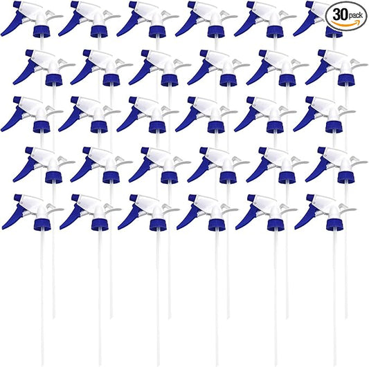 30 Pack Spray Bottle Nozzles, Heavy-Duty Stream Trigger Spray Nozzle Replacement Parts Adjustable Head Sprayer with Mist Stream Sprayer Fits 8oz /16oz Spray Bottles Round 28/400 Neck Bottles (Blue)