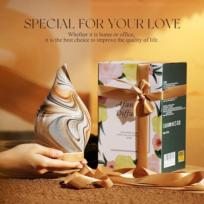 Porseme 150ml Glass Essential Oil Diffuser Aromatherapy Ultrasonic Cool Mist Humidifier 6 Running Hours Waterless Auto-Off Air Diffusers for Sleeping,Yoga,Office Working Spa and Rest (Deep Desert)